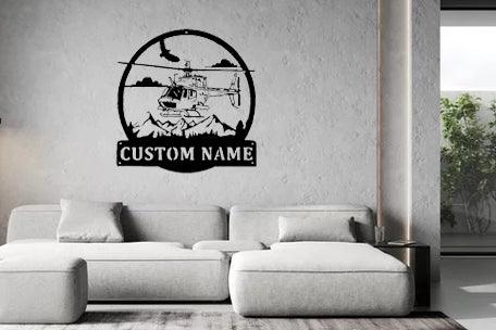 Personalized Helicopter Metal Wall Art - properfabrication