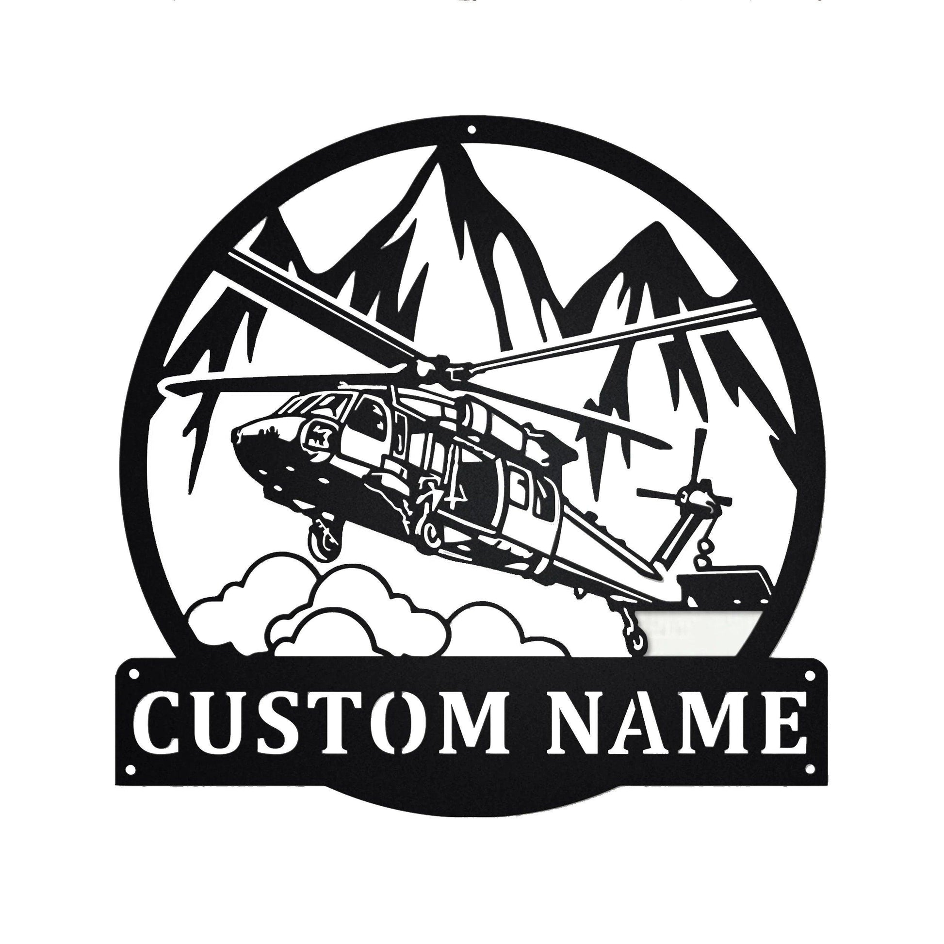 Blackhawk Helicopter Monogram, Personalized Aviation Metal Sign - properfabrication