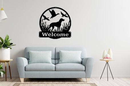 Customizable Duck Hunting Metal Sign, Bird Dog Welcome Sign - properfabrication