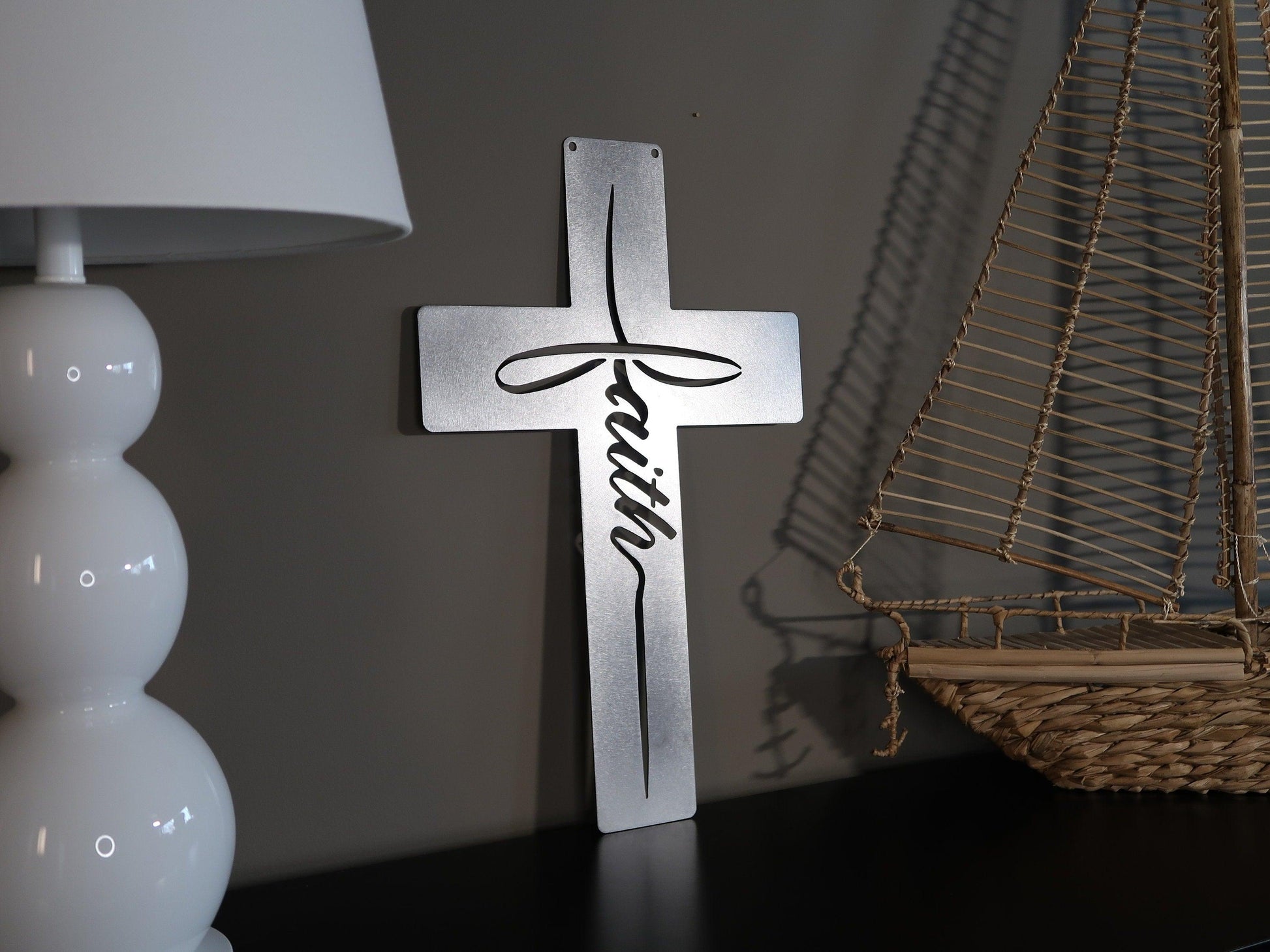 Faith Cross Metal Wall Decor, Religious Wall Hanging - properfabrication