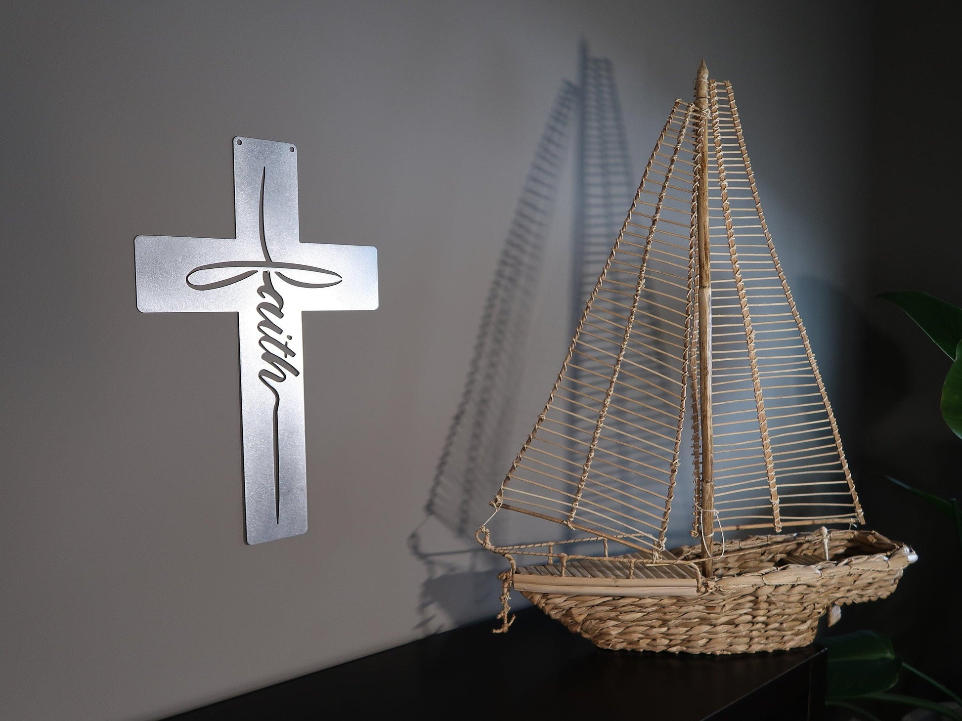 Faith Cross Metal Wall Decor, Religious Wall Hanging - properfabrication