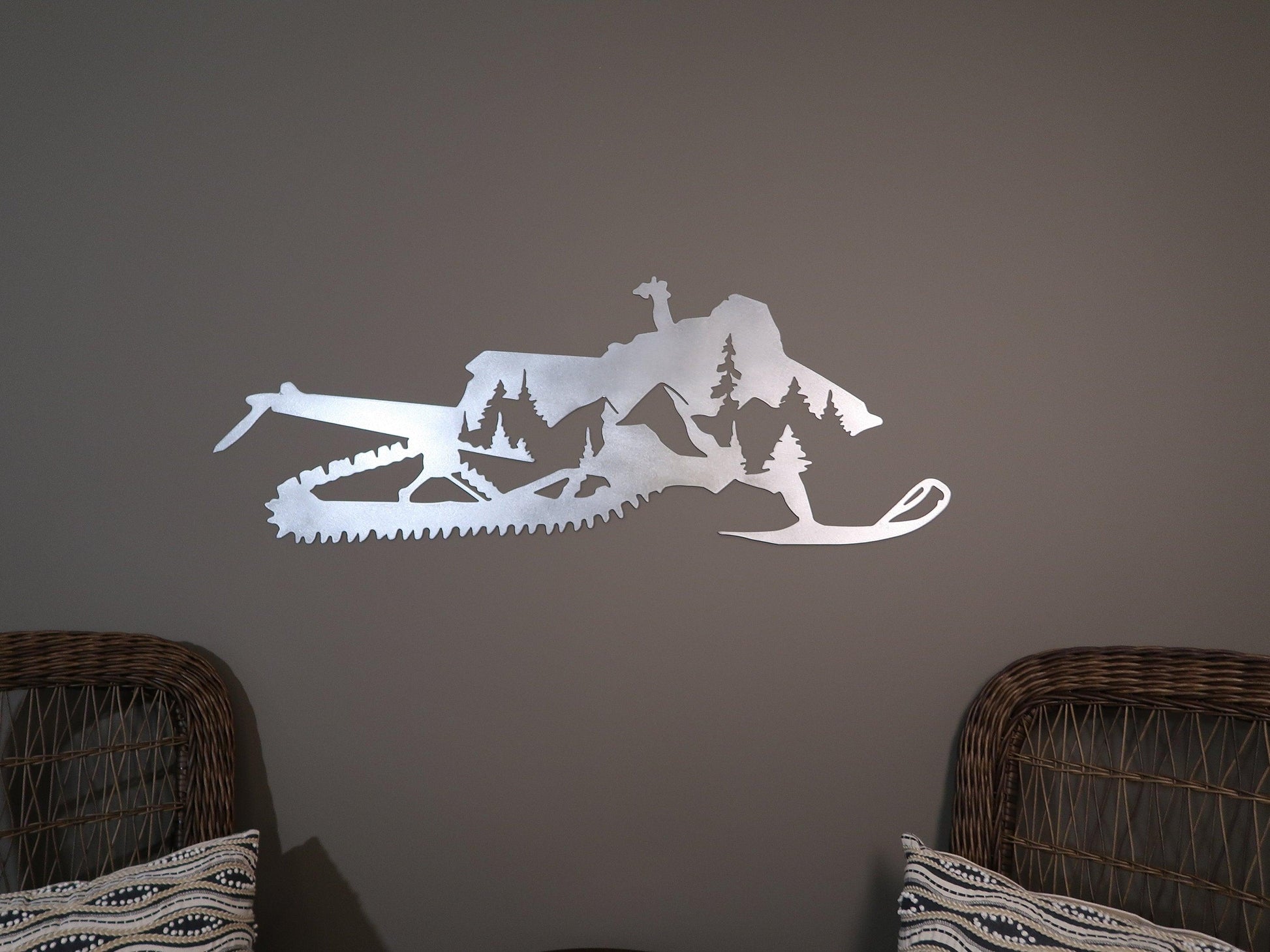 Snowmobile Metal Wall Art, Mountain Decor - properfabrication