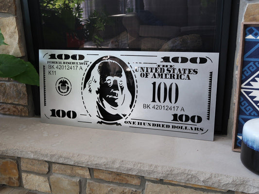 Hundred Dollar Bill Metal Wall Art, Office Decor - properfabrication