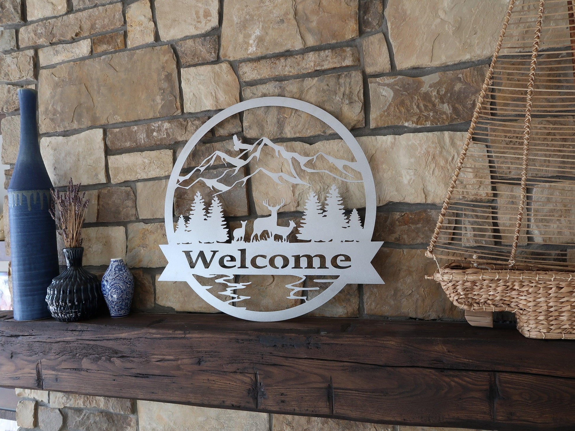 Customizable Outdoor Themed Welcome Sign - properfabrication