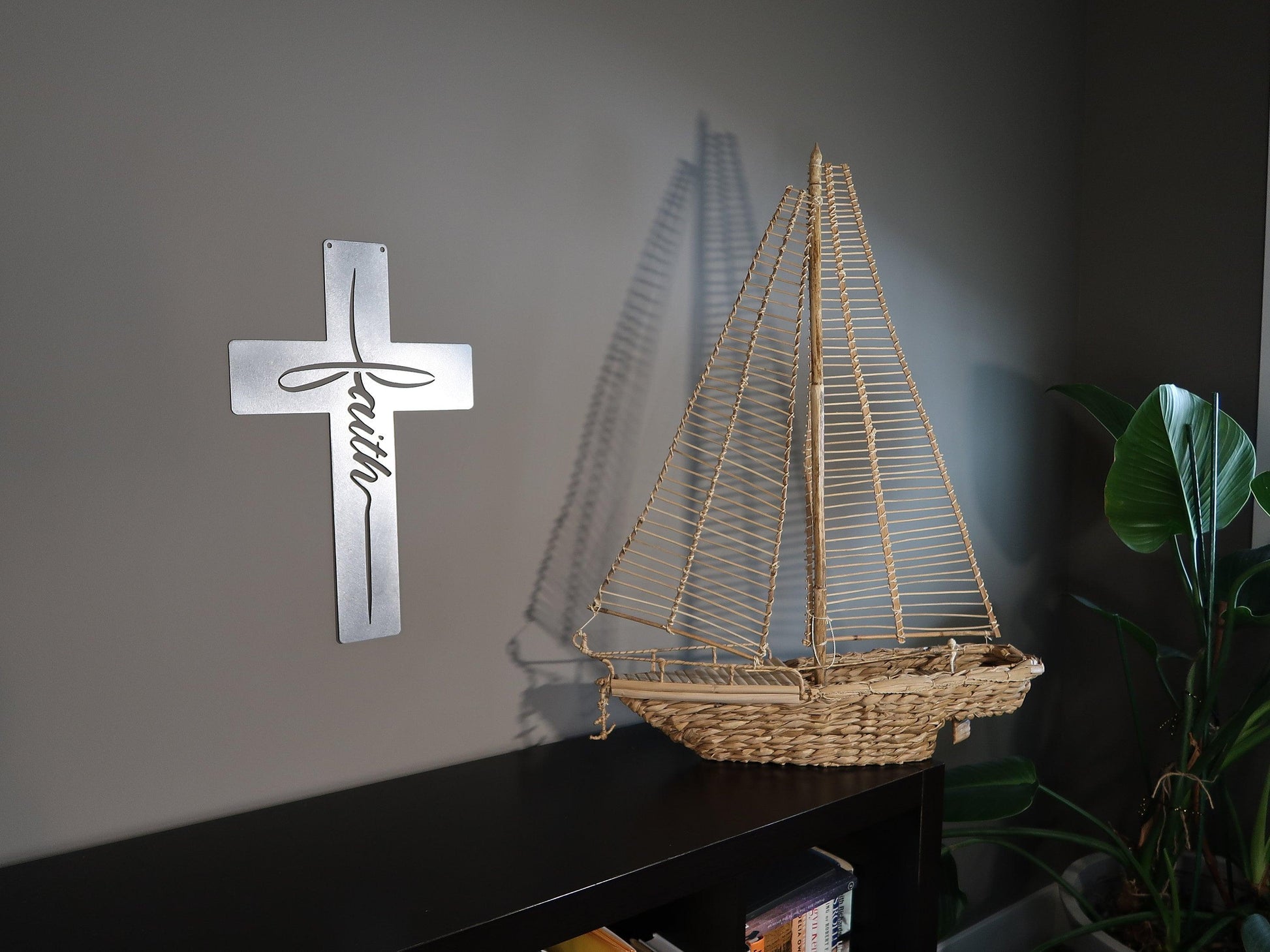 Faith Cross Metal Wall Decor, Religious Wall Hanging - properfabrication