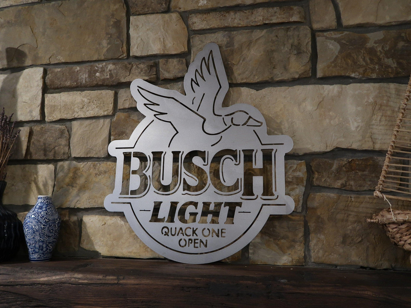 Busch Light Quack One Open Metal Sign, Bar Decor, Wall Hangings - properfabrication