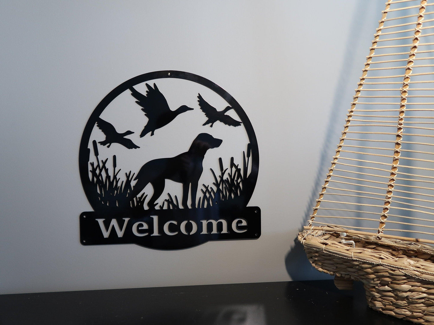 Customizable Duck Hunting Metal Sign, Bird Dog Welcome Sign - properfabrication