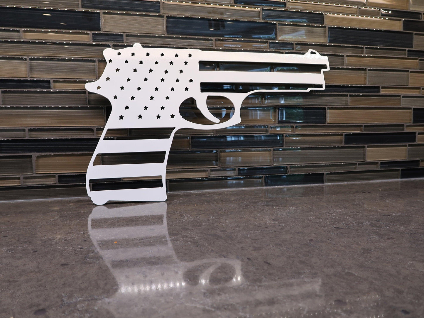 Metal Gun Wall Hanging, 2nd Amendment Decor - properfabrication