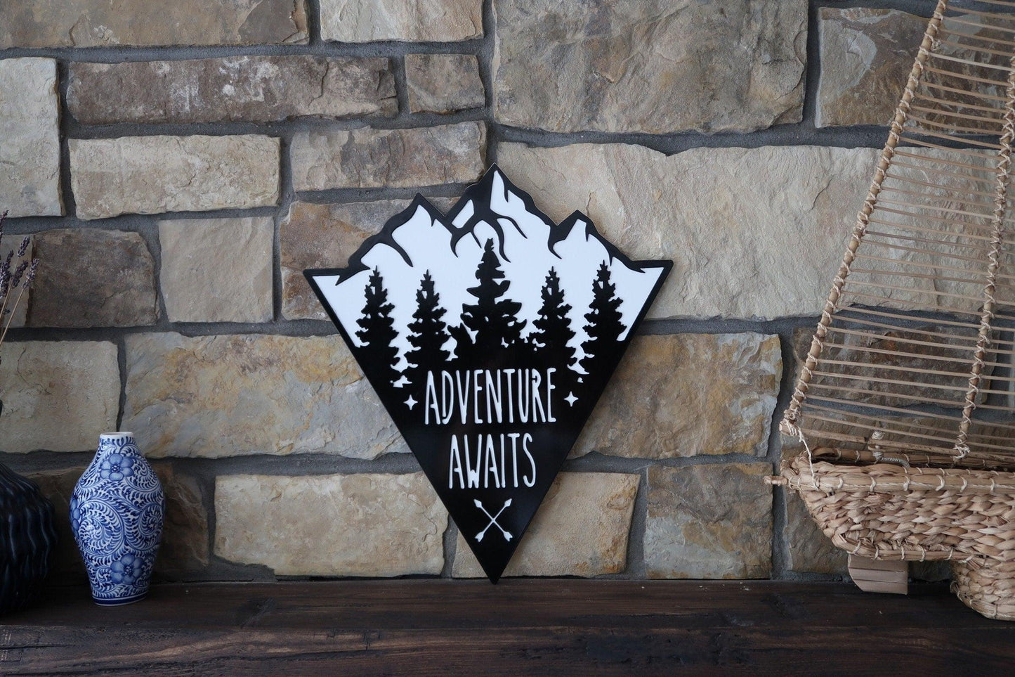 Adventure Awaits Mountain Decor, Indoor Outdoor Wall Hanging - properfabrication