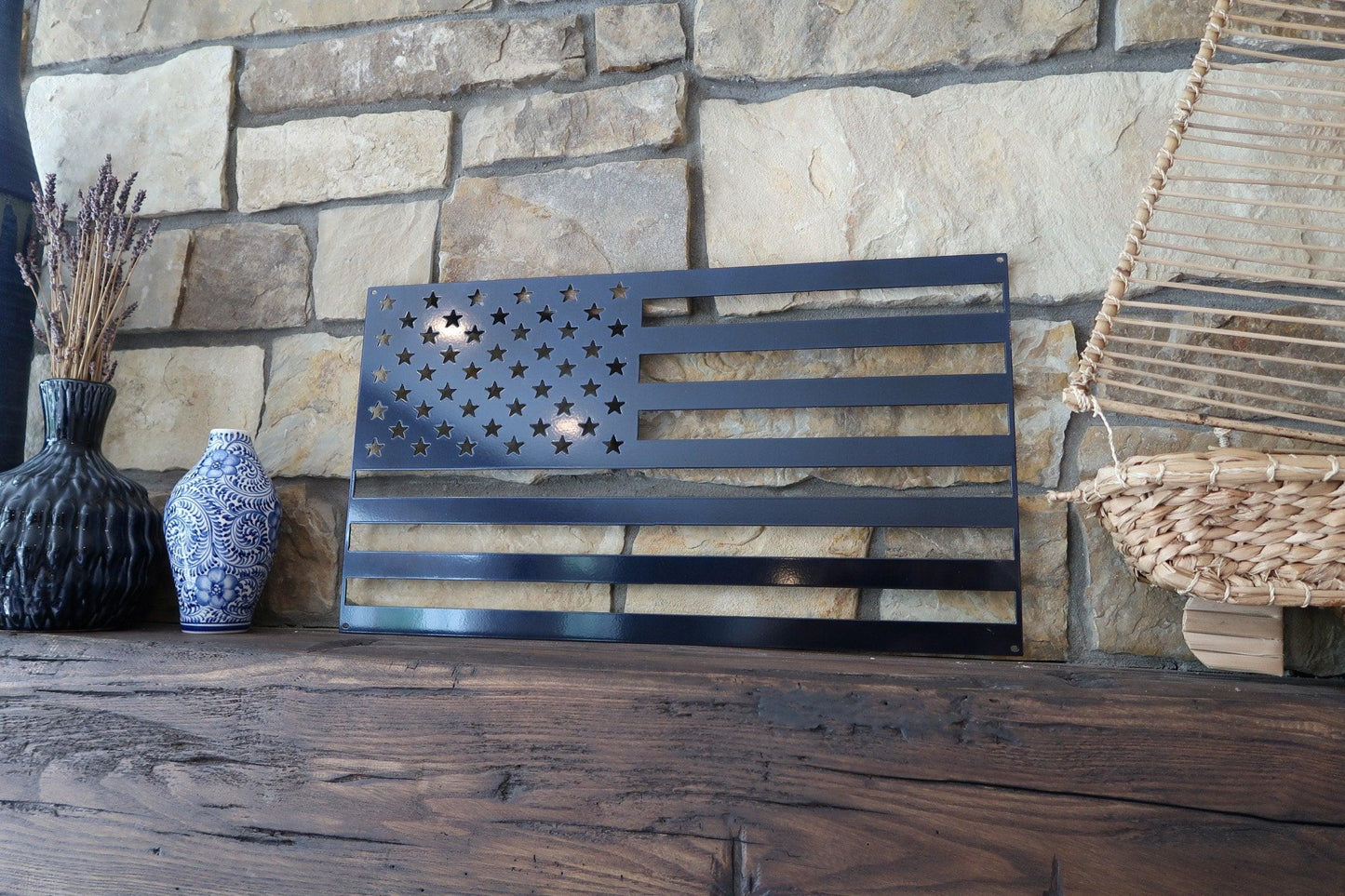 Steel American Flag Sign, Patriotic Home Decor - properfabrication