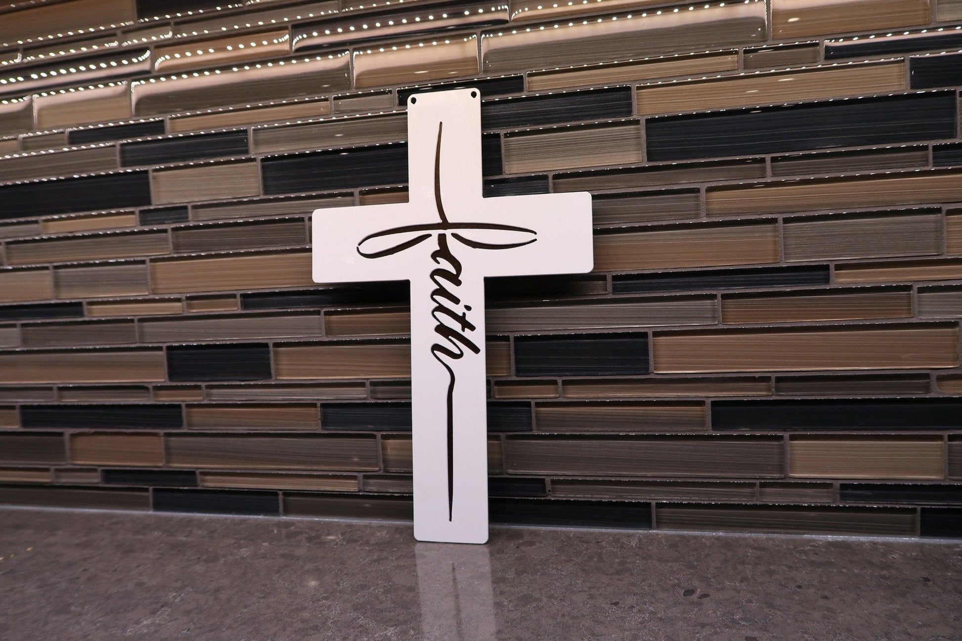 Faith Cross Metal Wall Decor, Religious Wall Hanging - properfabrication