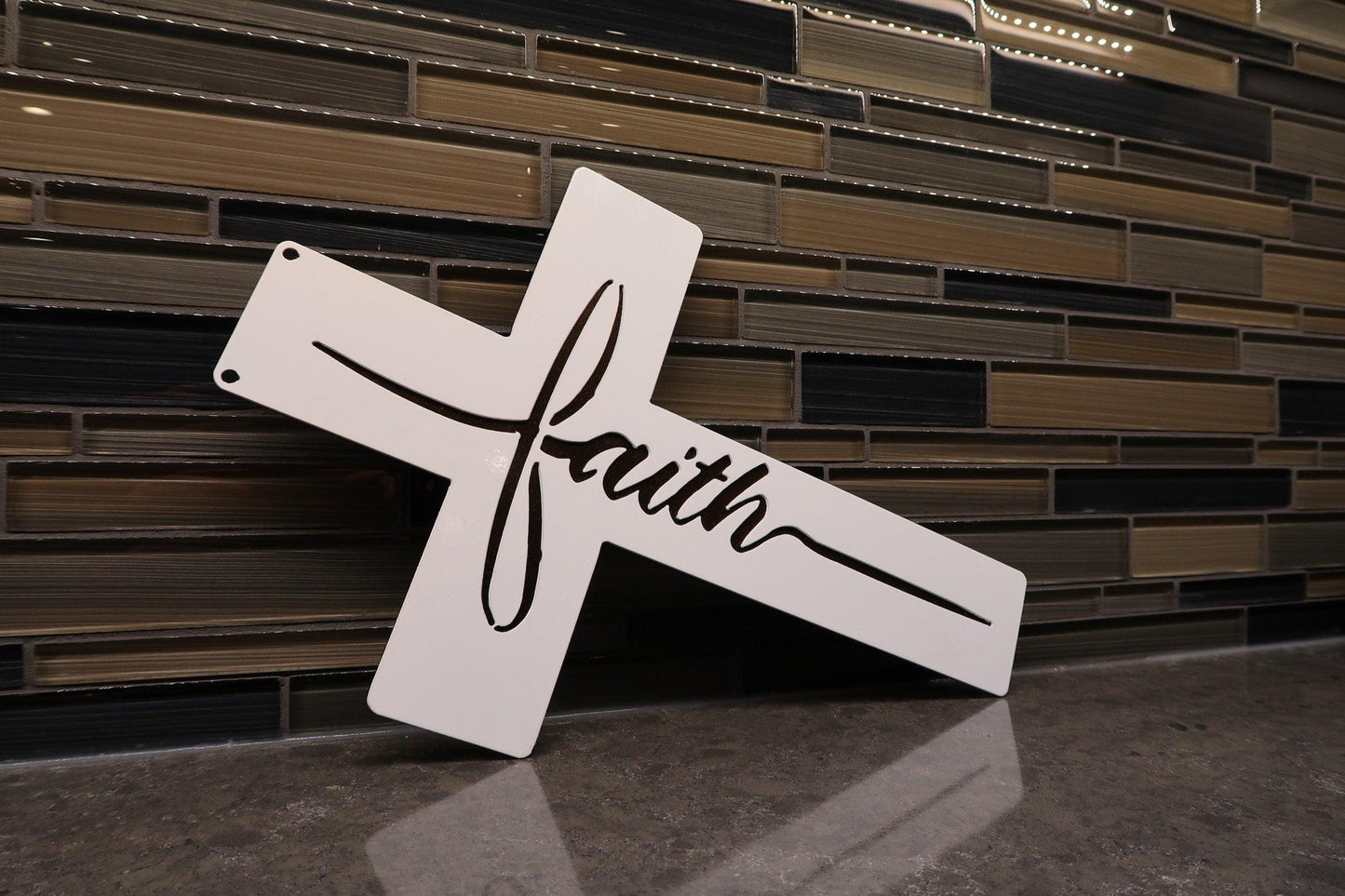 Faith Cross Metal Wall Decor, Religious Wall Hanging - properfabrication