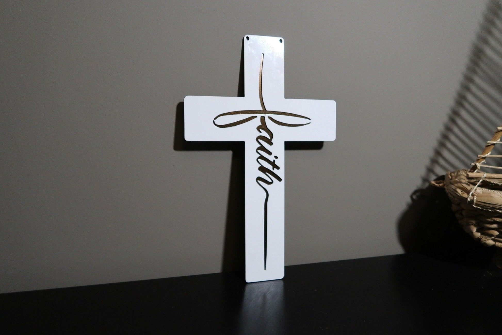 Faith Cross Metal Wall Decor, Religious Wall Hanging - properfabrication