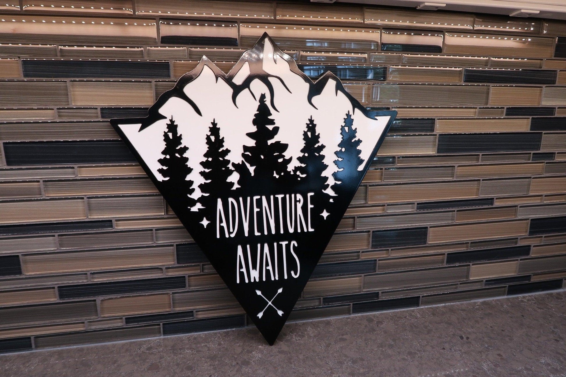 Adventure Awaits Mountain Decor, Indoor Outdoor Wall Hanging - properfabrication