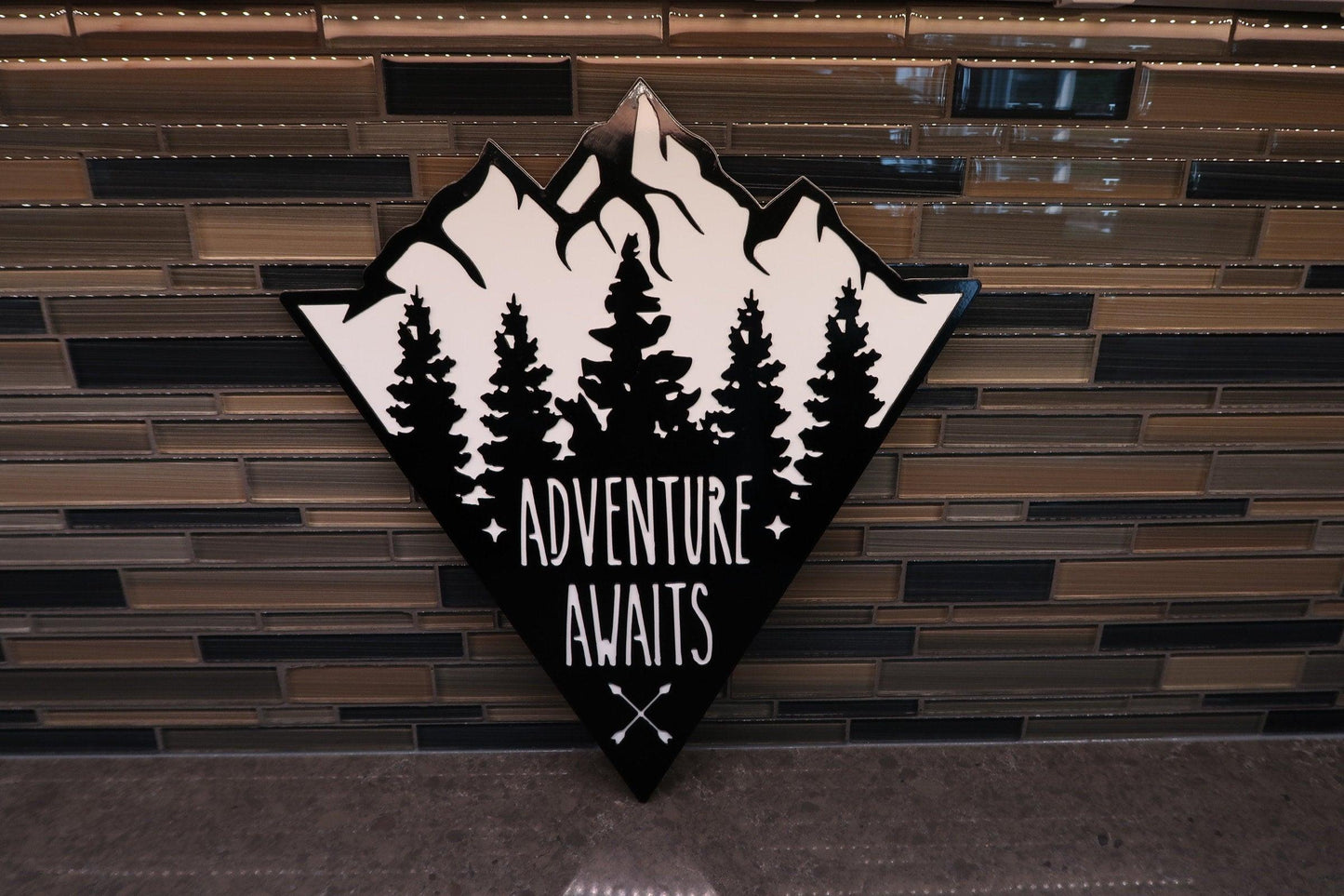 Adventure Awaits Mountain Decor, Indoor Outdoor Wall Hanging - properfabrication