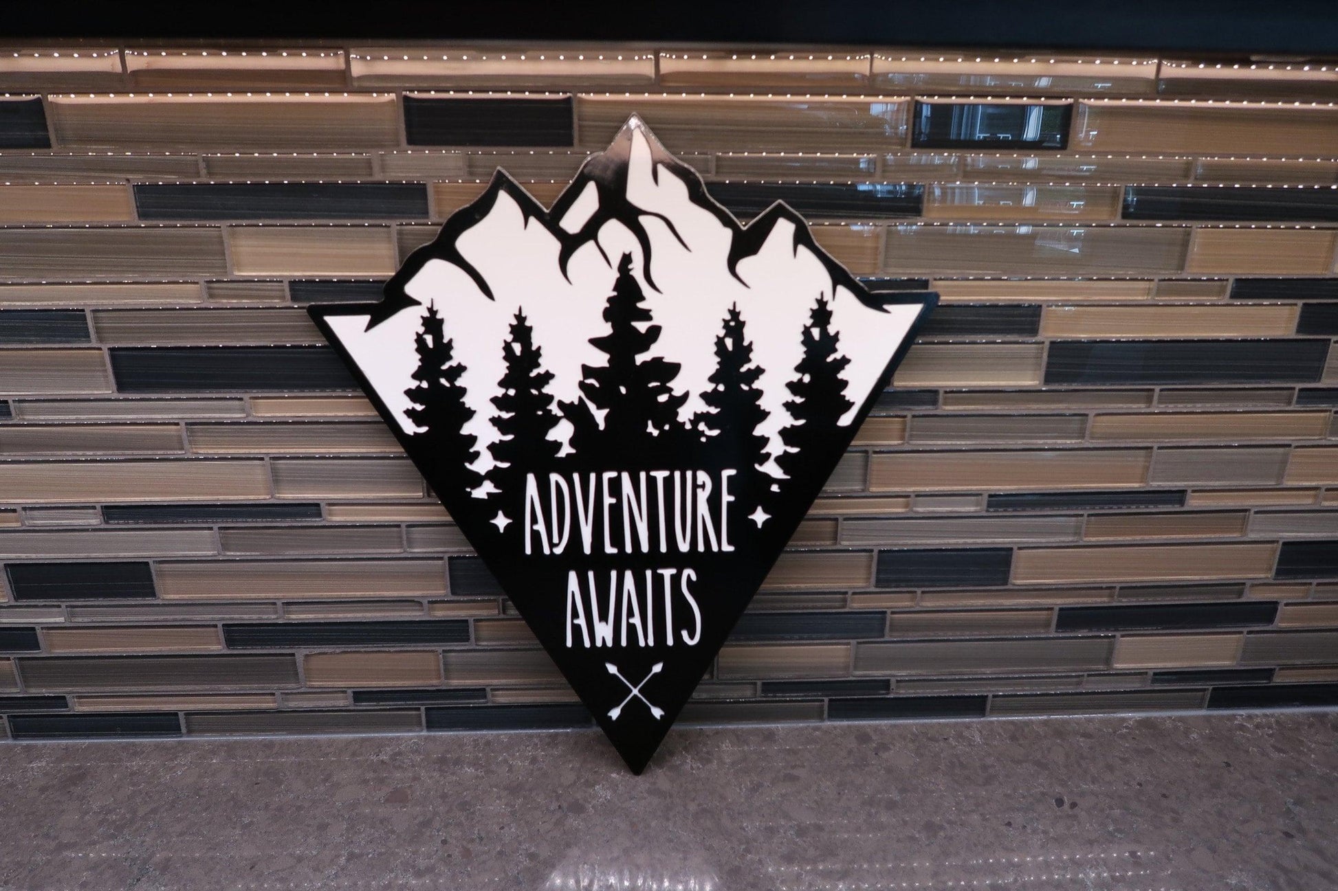 Adventure Awaits Mountain Decor, Indoor Outdoor Wall Hanging - properfabrication