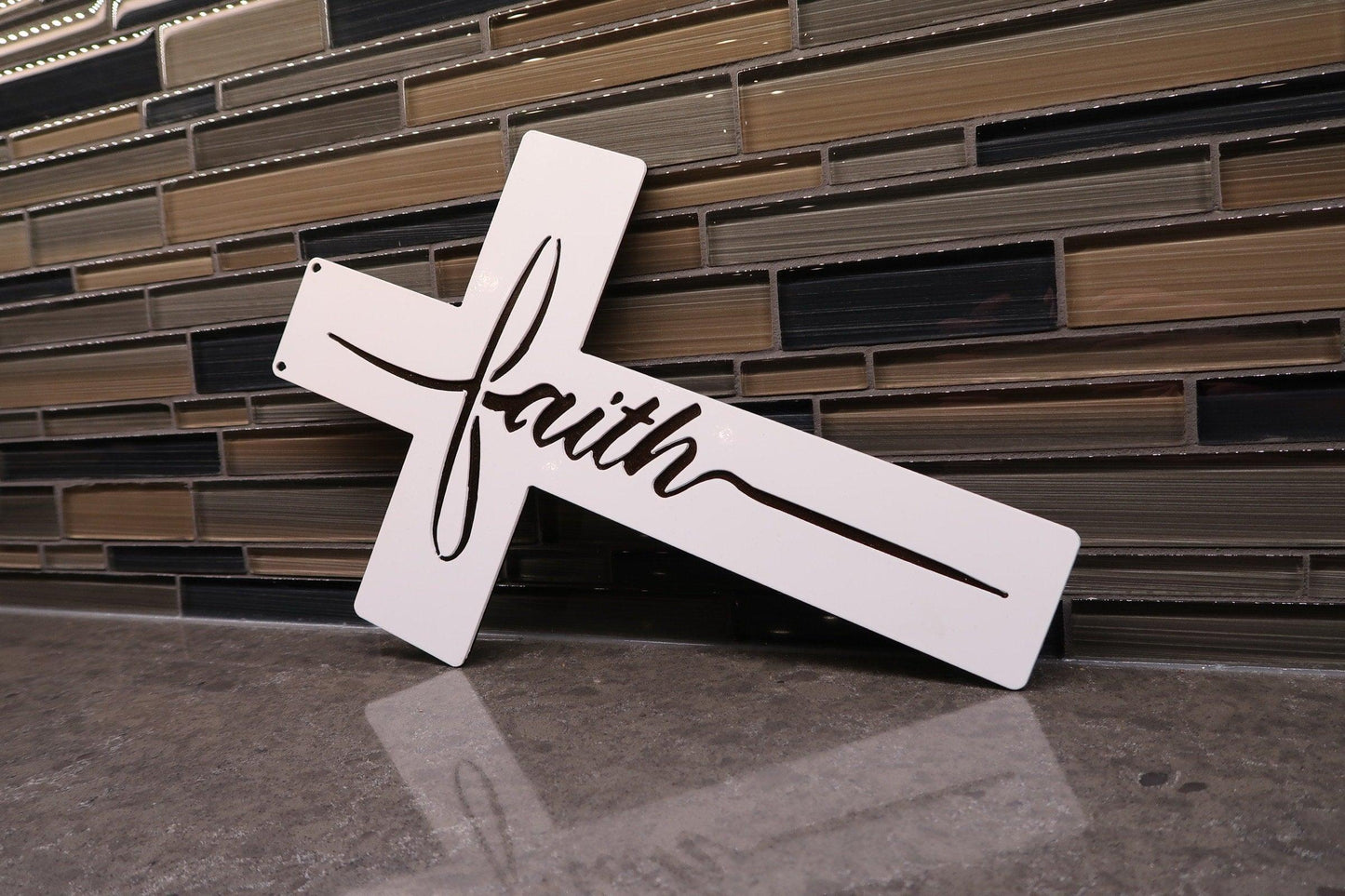 Faith Cross Metal Wall Decor, Religious Wall Hanging - properfabrication